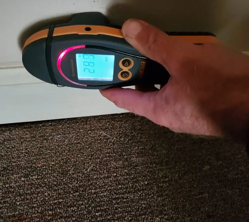 Moisture detection at baseboard during Burst Pipe Cleanup in Sharonville